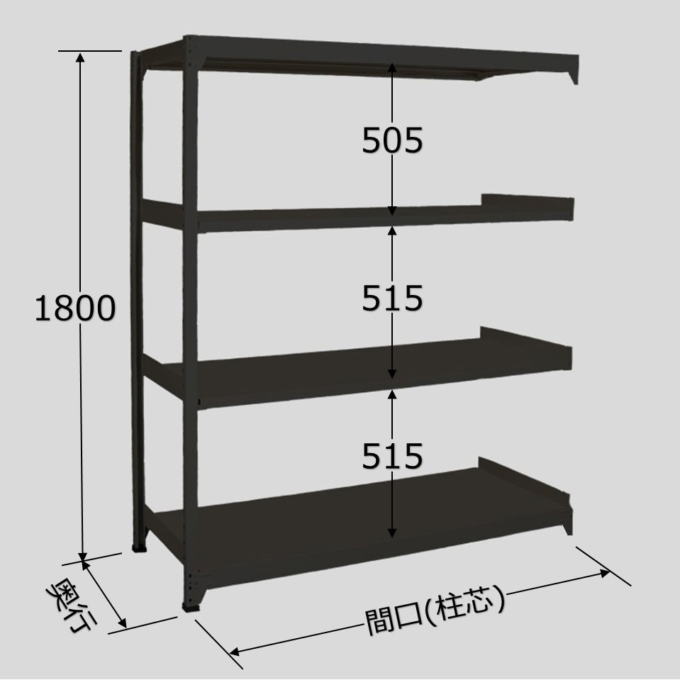 KS1809S04R 中量ラック 150kg タイプ黒 1台 扶桑金属工業 【通販モノタロウ】