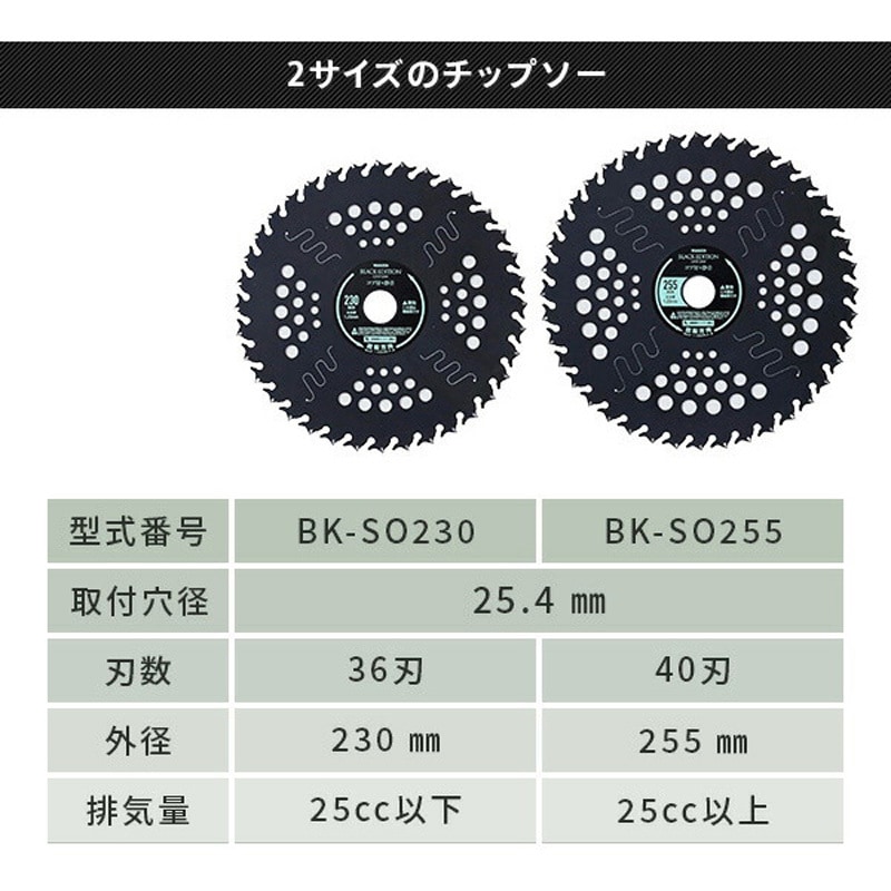 BK-SO230 刈払機用チップソー コブ付 静音 BLACK EDITION YAMAZEN(山善