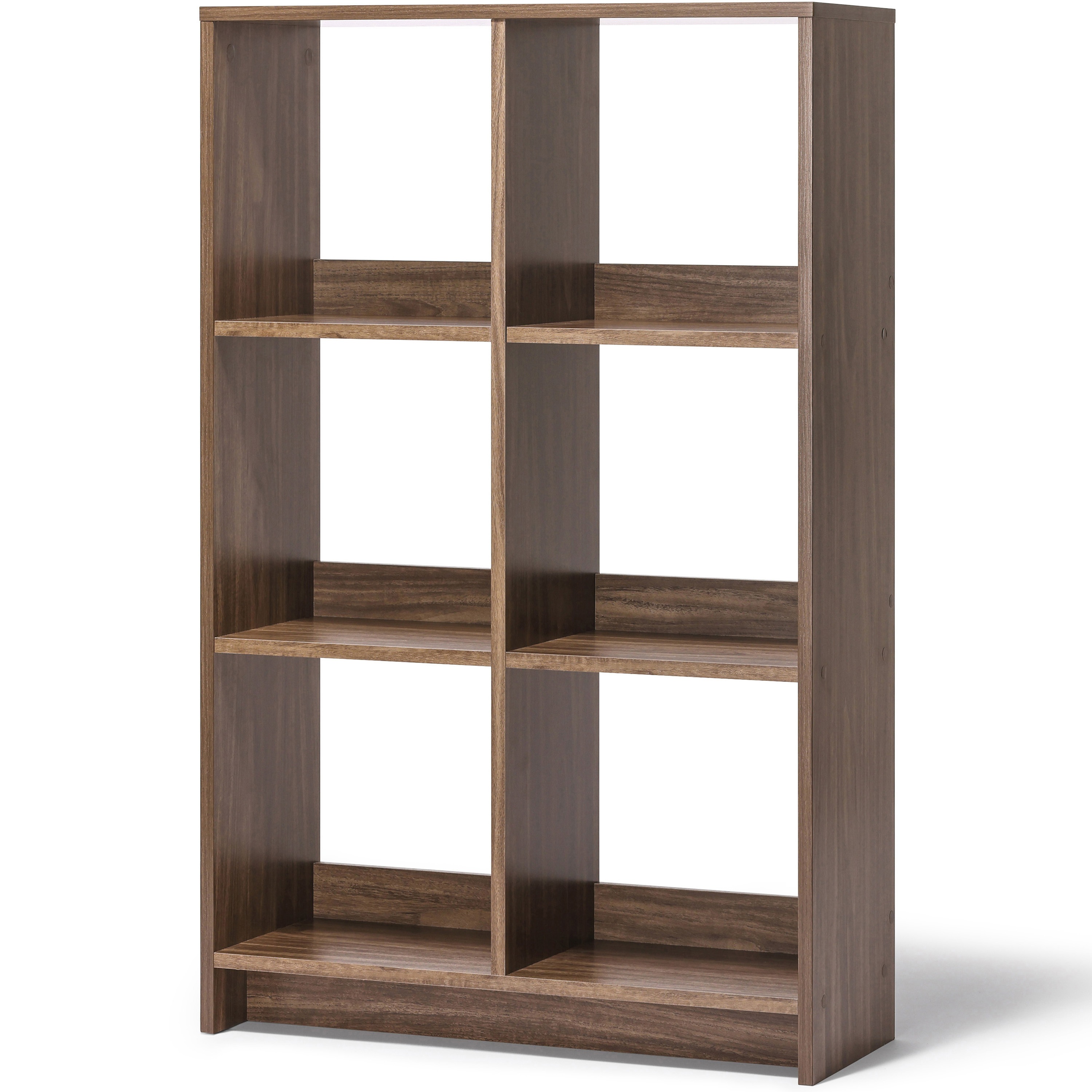 WOS-6 ウッドオープンシェルフ アイリスオーヤマ ウォールナット色 棚板数固定4枚   WOS-6