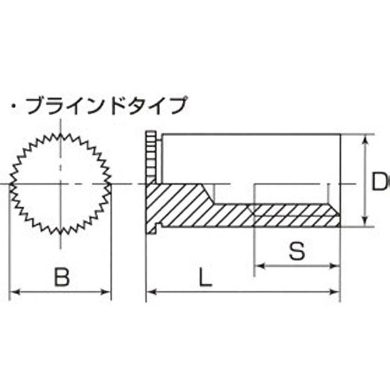 TBDFS-M3-7 セルフクリンチングスペーサー(ブラインドタイプ) TBDFS 小箱(ステンレス) ボーセイ 呼びM3全長7mm 1箱(1000本)