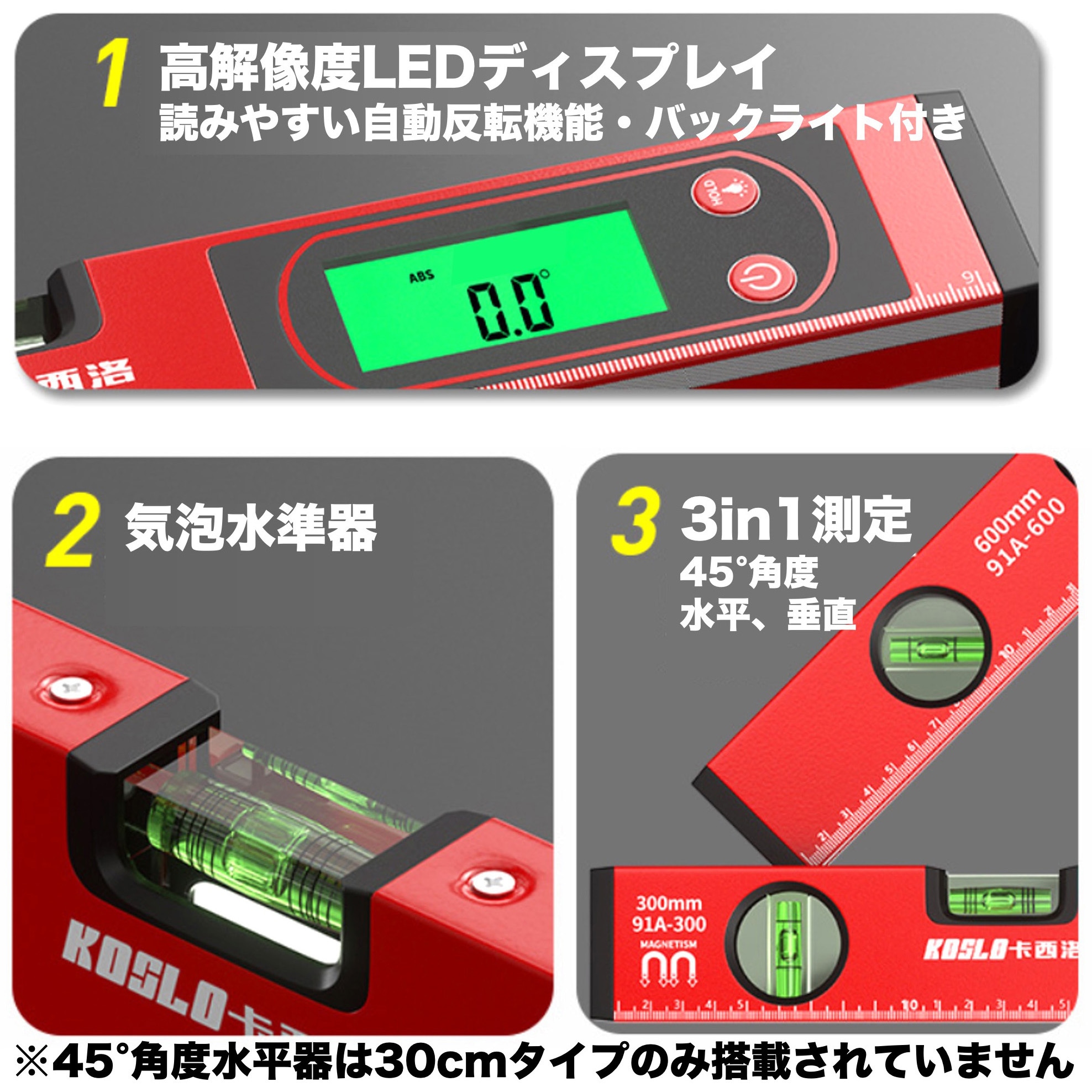 HD-91A300 デジタル水平器 はくでん 幅49mm長さ300mm 【通販モノタロウ】
