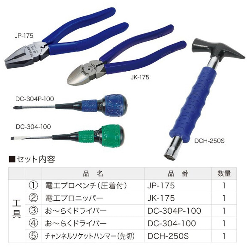 SJK-5SET-A2 新人工具5点セット 1セット(5点) DENSAN(デンサン