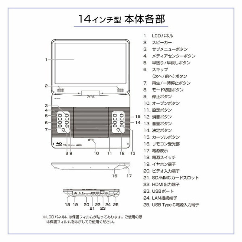 TMB-140C(B) ポータブル ブルーレイプレーヤー 車載用ケース付き 1台