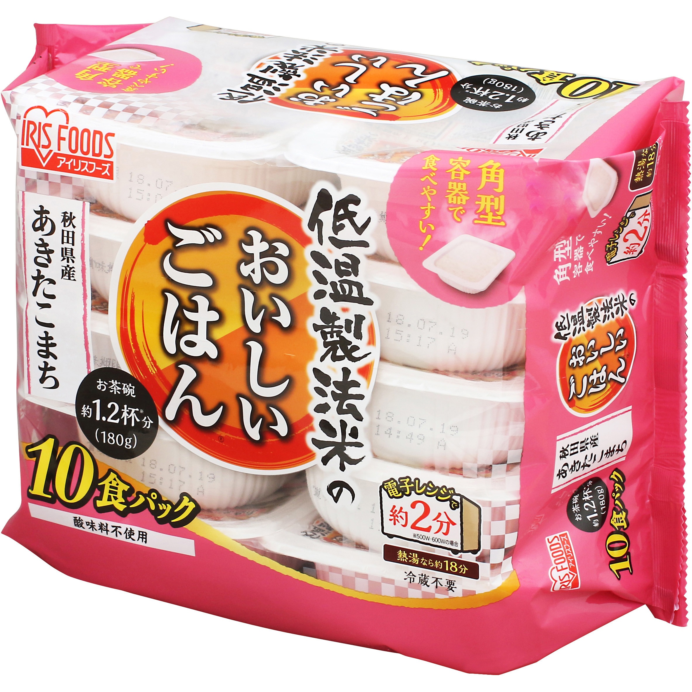 180g×10 低温製法米のおいしいごはん あきたこまち 180g×10P 角型(ケース) 1ケース アイリスオーヤマ 【通販モノタロウ】