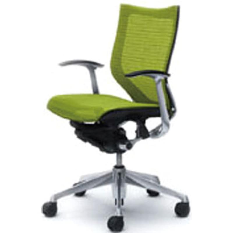 CP43AR-FDH6 オフィスシーティング バロン 固定肘 ローバック 背スタンダードメッシュ オカムラ(岡村製作所) 肘掛あり ライムグリーン色   CP43AR-FDH6