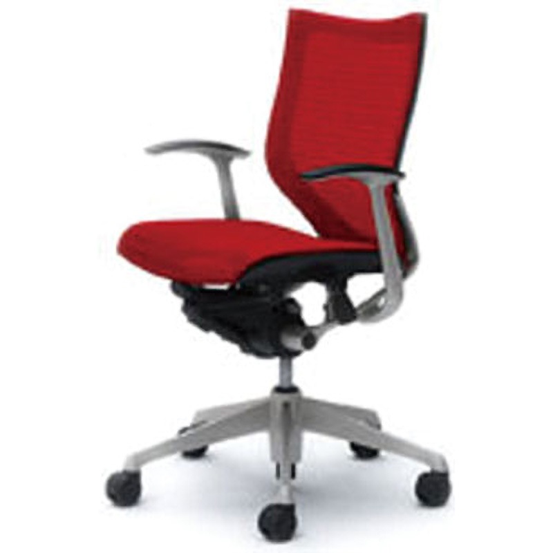 CP43CR-FDH9 オフィスシーティング バロン 固定肘 ローバック 背スタンダードメッシュ オカムラ(岡村製作所) 肘掛あり レッド色   CP43CR-FDH9