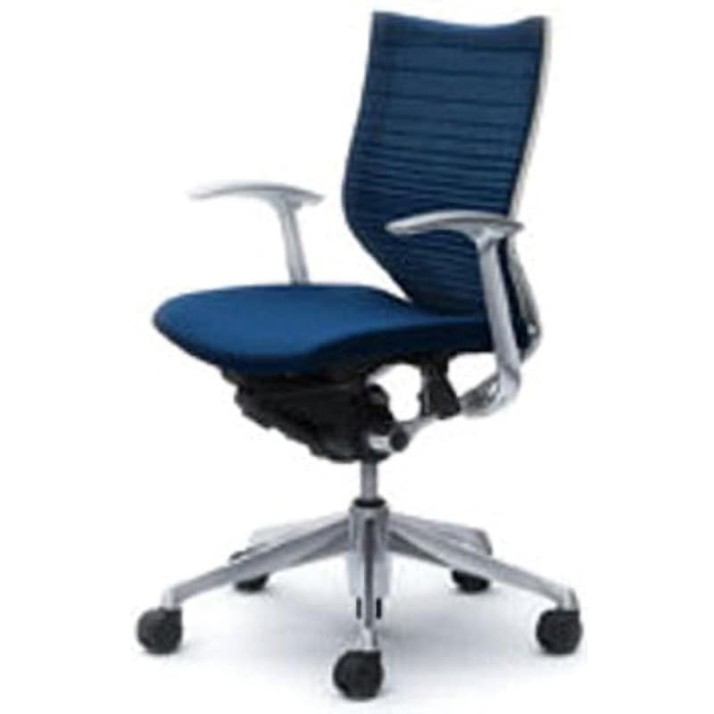 CP43BW-FGR3 オフィスシーティング バロン 固定肘 ローバック 背グラデーションサポートメッシュ オカムラ(岡村製作所) 肘掛あり ミディアムブルー色   CP43BW-FGR3