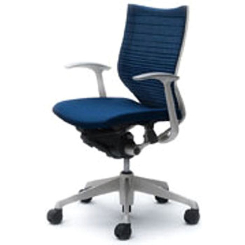 CP43DW-FGR3 オフィスシーティング バロン 固定肘 ローバック 背グラデーションサポートメッシュ オカムラ(岡村製作所) 肘掛あり ミディアムブルー色   CP43DW-FGR3