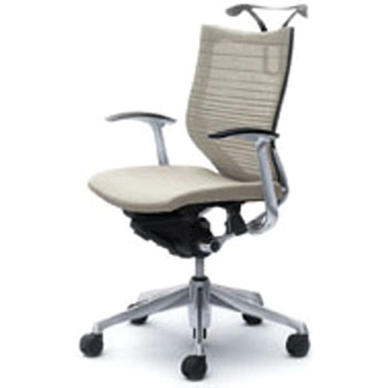 CP44BR-FGR2 オフィスシーティング バロン 固定肘 ローバック 背グラデーションサポートメッシュ オカムラ(岡村製作所) 肘掛あり ホワイト色   CP44BR-FGR2