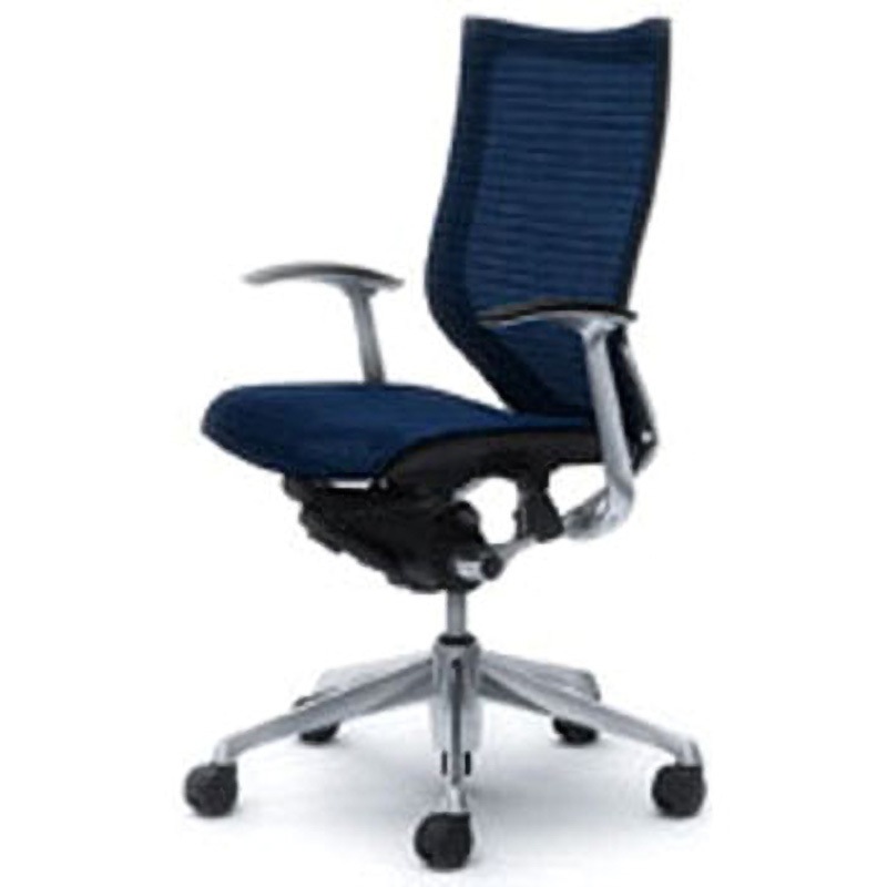 CP45AR-FDH4 オフィスシーティング バロン 固定肘 ハイバック 背スタンダードメッシュ オカムラ(岡村製作所) 肘掛あり ダークブルー色   CP45AR-FDH4