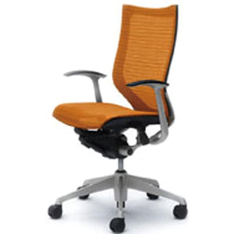 CP45CR-FDH8 オフィスシーティング バロン 固定肘 ハイバック 背スタンダードメッシュ オカムラ(岡村製作所) 肘掛あり オレンジ色   CP45CR-FDH8