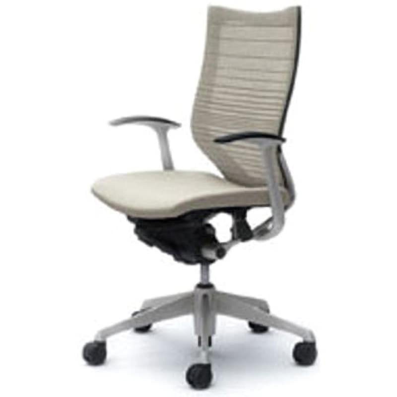 CP45DR-FGR2 オフィスシーティング バロン 固定肘 ハイバック 背グラデーションサポートメッシュ オカムラ(岡村製作所) 肘掛あり ホワイト色   CP45DR-FGR2