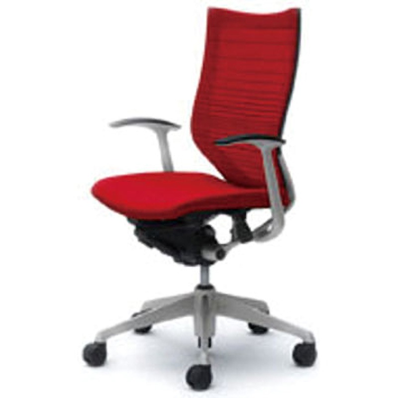 CP45DR-FGR9 オフィスシーティング バロン 固定肘 ハイバック 背グラデーションサポートメッシュ オカムラ(岡村製作所) 肘掛あり レッド色   CP45DR-FGR9