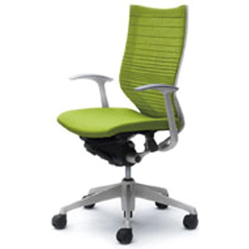 CP45DW-FGR5 オフィスシーティング バロン 固定肘 ハイバック 背グラデーションサポートメッシュ オカムラ(岡村製作所) 肘掛あり ライムグリーン色   CP45DW-FGR5