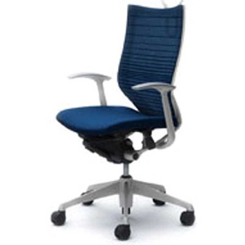 CP46DW-FGR3 オフィスシーティング バロン 固定肘 ハイバック 背グラデーションサポートメッシュ オカムラ(岡村製作所) 肘掛あり ミディアムブルー色   CP46DW-FGR3