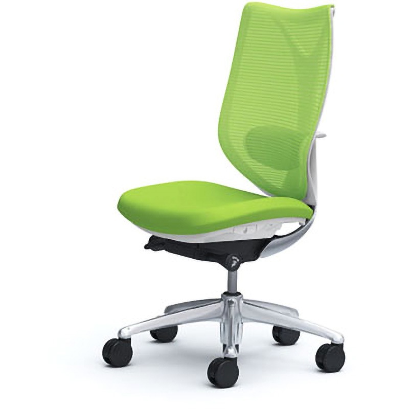 C833BY-FSY5 オフィスシーティング サブリナ スタンダード 肘無 ハイバック オカムラ(岡村製作所) メッシュタイプ キャスターあり 材質アルミ脚 ホワイト ライムグリーン色