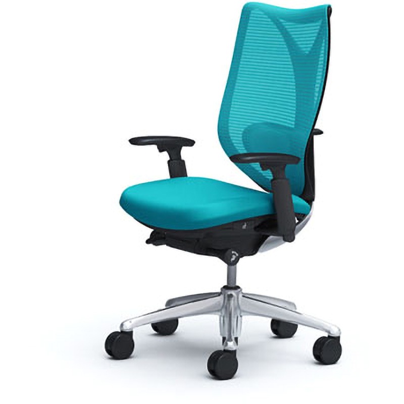 C853BX-FSZ6 オフィスシーティング サブリナ スタンダード 可動肘 ハイバック オカムラ(岡村製作所) 肘掛あり メッシュタイプ ブラック ブルーグリーン色   C853BX-FSZ6