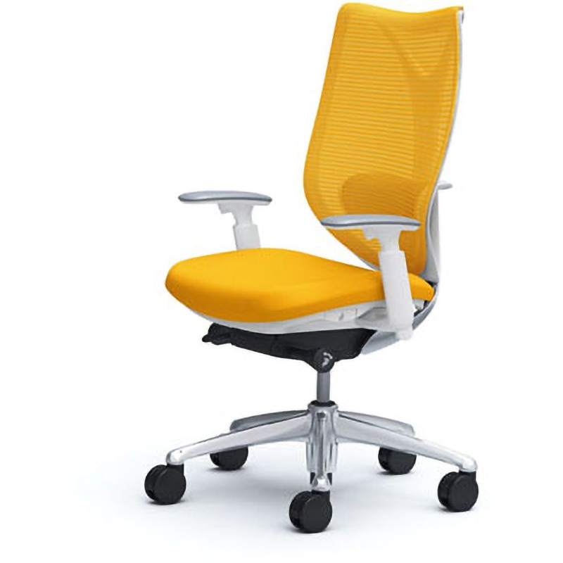 C853BY-FSY6 オフィスシーティング サブリナ スタンダード 可動肘 ハイバック オカムラ(岡村製作所) 肘掛あり メッシュタイプ ホワイト マンゴーイエロー色   C853BY-FSY6