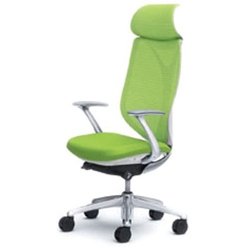 C845BW-FSY5 オフィスシーティング サブリナ スタンダード 固定肘 エクストラハイバック オカムラ(岡村製作所) 肘掛あり メッシュタイプ ホワイト ライムグリーン色   C845BW-FSY5