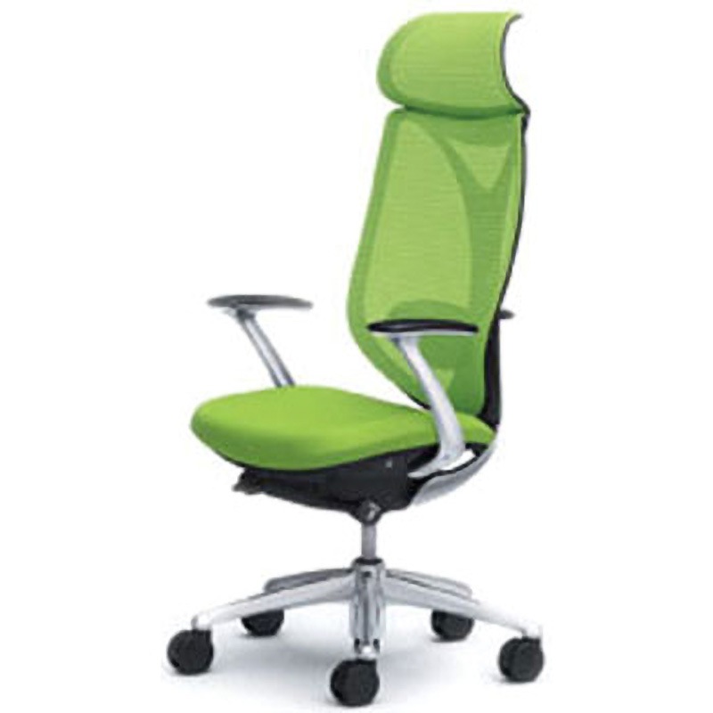 C845BX-FSY5 オフィスシーティング サブリナ スタンダード 固定肘 エクストラハイバック オカムラ(岡村製作所) 肘掛あり メッシュタイプ ブラック ライムグリーン色   C845BX-FSY5