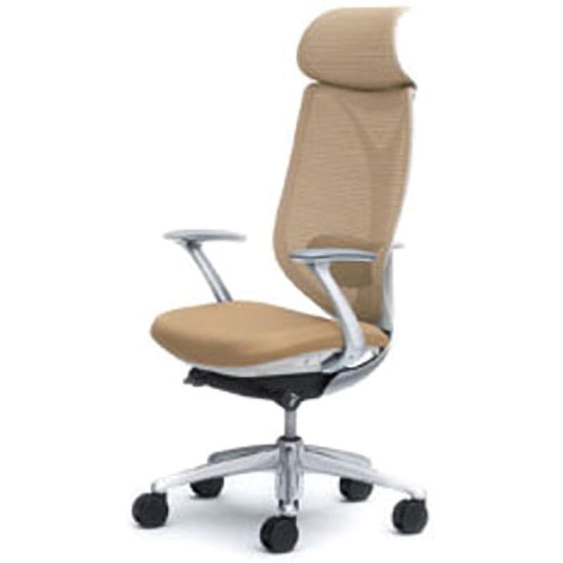C845BY-FSY7 オフィスシーティング サブリナ スタンダード 固定肘 エクストラハイバック オカムラ(岡村製作所) 肘掛あり メッシュタイプ ホワイト ベージュ色   C845BY-FSY7