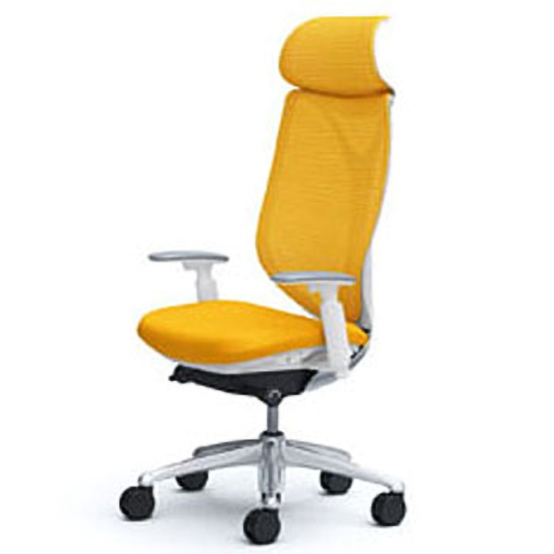 C855BW-FSY6 オフィスシーティング サブリナ スタンダード 可動肘 エクストラハイバック オカムラ(岡村製作所) 肘掛あり メッシュタイプ ホワイト マンゴーイエロー色   C855BW-FSY6 93,390円