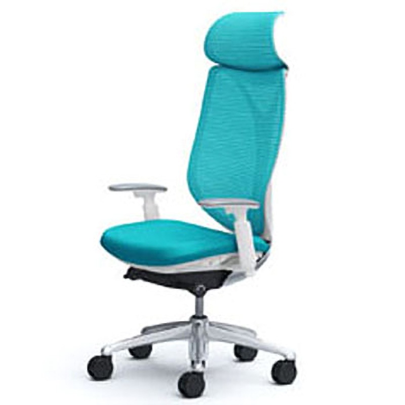 C855BW-FSZ6 オフィスシーティング サブリナ スタンダード 可動肘 エクストラハイバック オカムラ(岡村製作所) 肘掛あり メッシュタイプ ホワイト ブルーグリーン色   C855BW-FSZ6