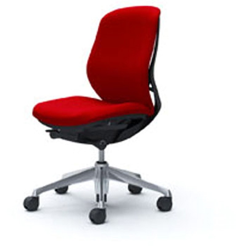 C633BR-FSF9 オフィスシーティング シルフィ 肘無 ローバック 背クッション 五本脚 オカムラ(岡村製作所) キャスターあり レッド色 ブラック 幅482mm奥行582mm高さ845mm  C633BR-FSF9