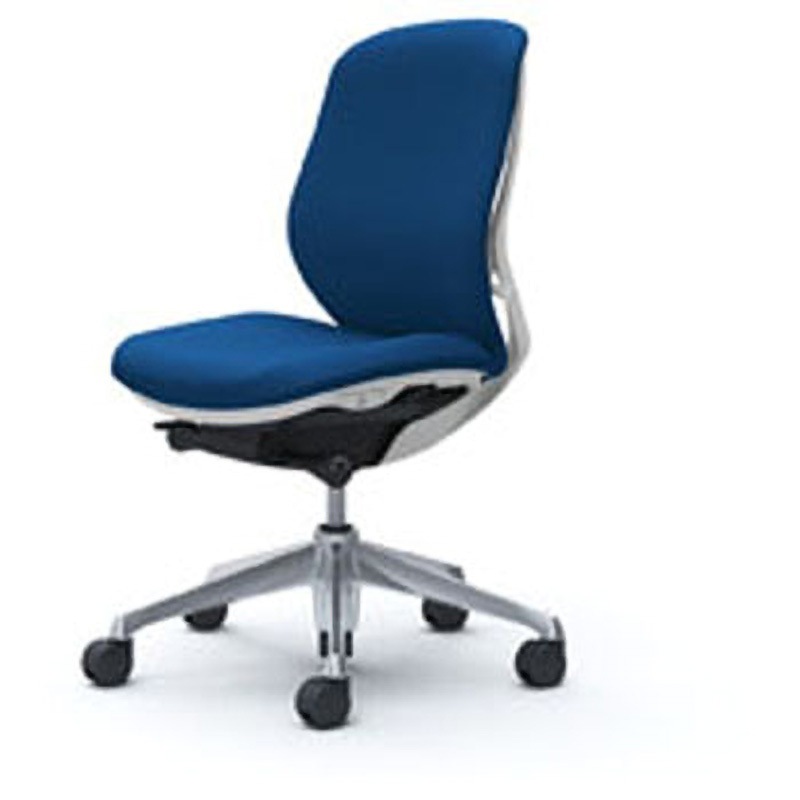 C633BW-FSF3 オフィスシーティング シルフィ 肘無 ローバック 背クッション 五本脚 オカムラ(岡村製作所) キャスターあり ミディアムブルー色 ホワイト 幅580mm奥行645mm高さ948mm  C633BW-FSF3