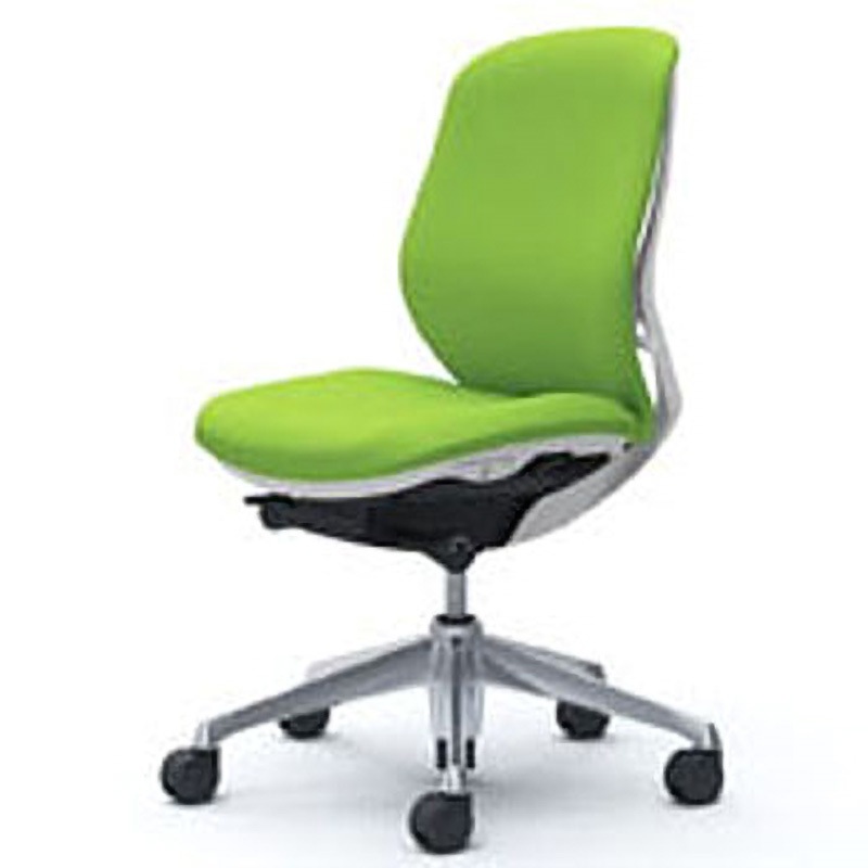 C633BW-FSF5 オフィスシーティング シルフィ 肘無 ローバック 背クッション 五本脚 オカムラ(岡村製作所) キャスターあり ライムグリーン色 ホワイト 幅615mm奥行582mm高さ845mm  C633BW-FSF5