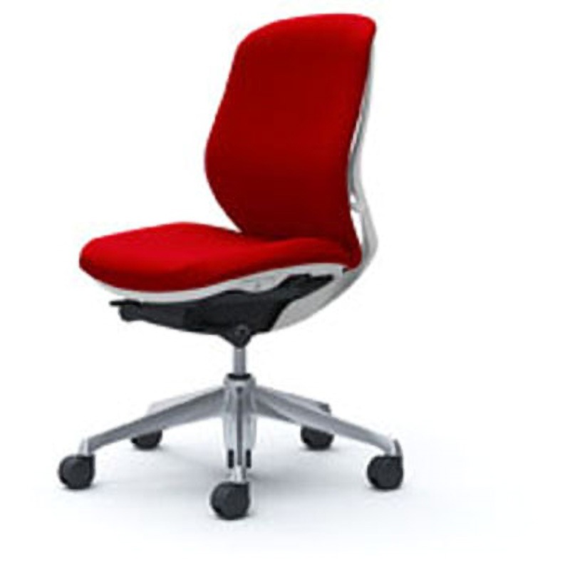 C633BW-FSF9 オフィスシーティング シルフィ 肘無 ローバック 背クッション 五本脚 オカムラ(岡村製作所) キャスターあり レッド色 ホワイト 幅580mm奥行582mm高さ920mm  C633BW-FSF9