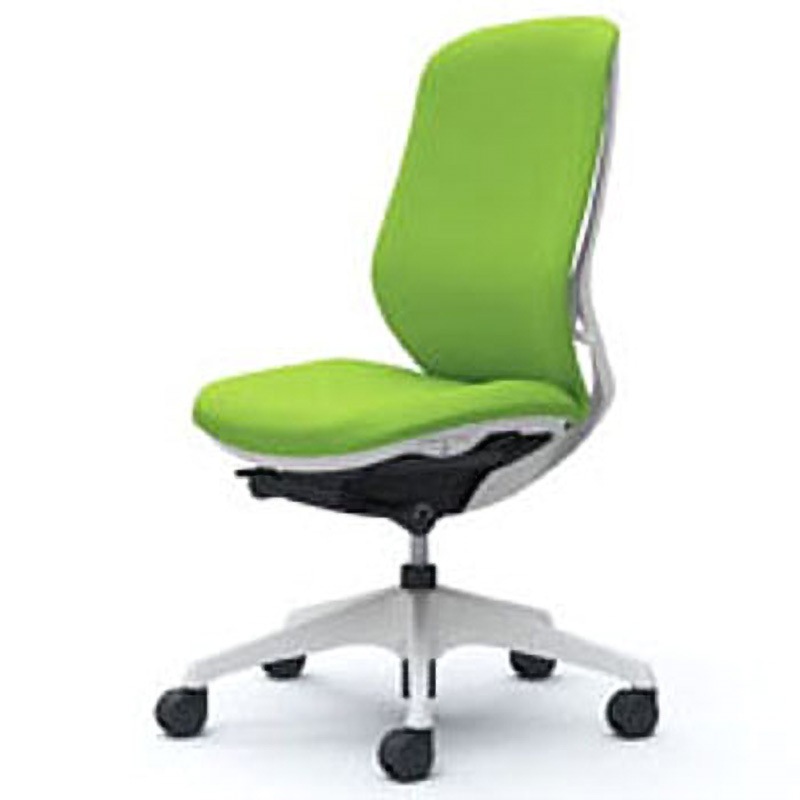 C637XW-FSF5 オフィスシーティング シルフィ 肘無 ハイバック 背クッション 五本脚 オカムラ(岡村製作所) キャスターあり ライムグリーン色 ホワイト 幅482mm奥行582mm高さ845mm  C637XW-FSF5