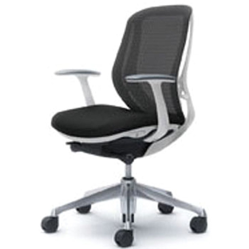 C641BW-FMP1 オフィスシーティング シルフィ 固定肘 ローバック 背メッシュ 五本脚 オカムラ(岡村製作所) 肘掛あり ブラック色   C641BW-FMP1