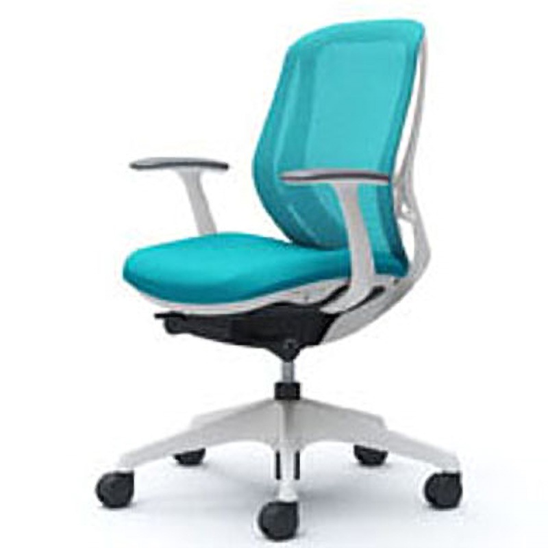 C641XW-FMR6 オフィスシーティング シルフィ 固定肘 ローバック 背メッシュ 五本脚 オカムラ(岡村製作所) 肘掛あり ブルーグリーン色   C641XW-FMR6