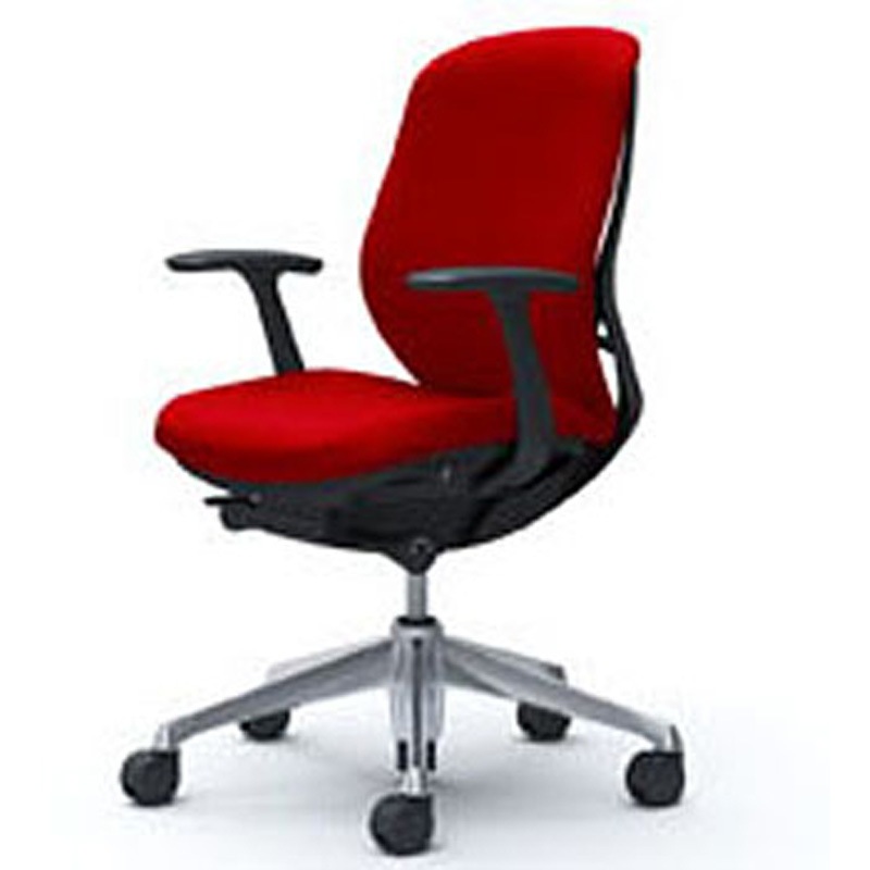 C643BR-FSF9 オフィスシーティング シルフィ 固定肘 ローバック 背クッション 五本脚 オカムラ(岡村製作所) キャスターあり レッド色 ブラック 幅482mm奥行582mm高さ845mm  C643BR-FSF9