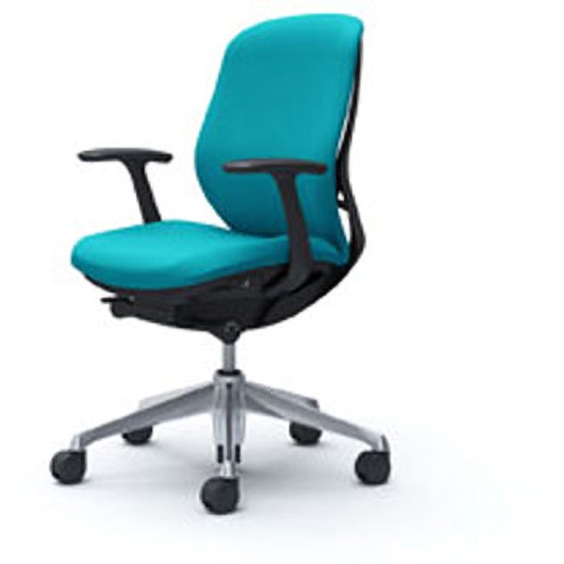 C643BR-FSG6 オフィスシーティング シルフィ 固定肘 ローバック 背クッション 五本脚 オカムラ(岡村製作所) キャスターあり ブルーグリーン色 ブラック 幅482mm奥行645mm高さ878mm  C643BR-FSG6
