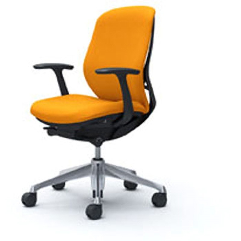 C643BR-FSG8 オフィスシーティング シルフィ 固定肘 ローバック 背クッション 五本脚 オカムラ(岡村製作所) キャスターあり オレンジ色 ブラック 幅580mm奥行582mm高さ920mm  C643BR-FSG8