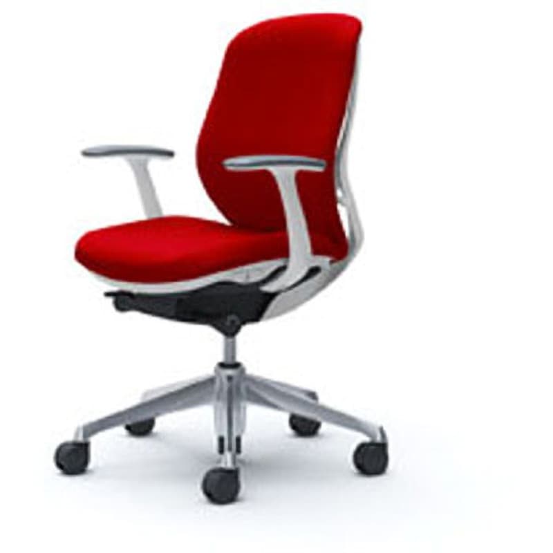 C643BW-FSF9 オフィスシーティング シルフィ 固定肘 ローバック 背クッション 五本脚 オカムラ(岡村製作所) キャスターあり レッド色 ホワイト 幅580mm奥行582mm高さ845mm  C643BW-FSF9