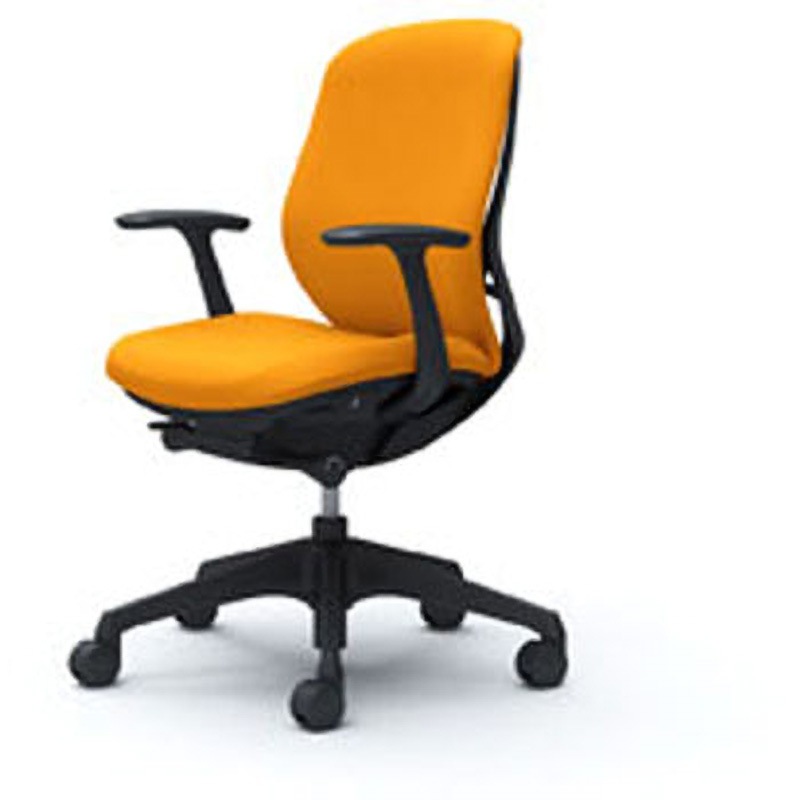 C643XR-FSG8 オフィスシーティング シルフィ 固定肘 ローバック 背クッション 五本脚 オカムラ(岡村製作所) キャスターあり オレンジ色 ブラック 幅580mm奥行645mm高さ948mm  C643XR-FSG8