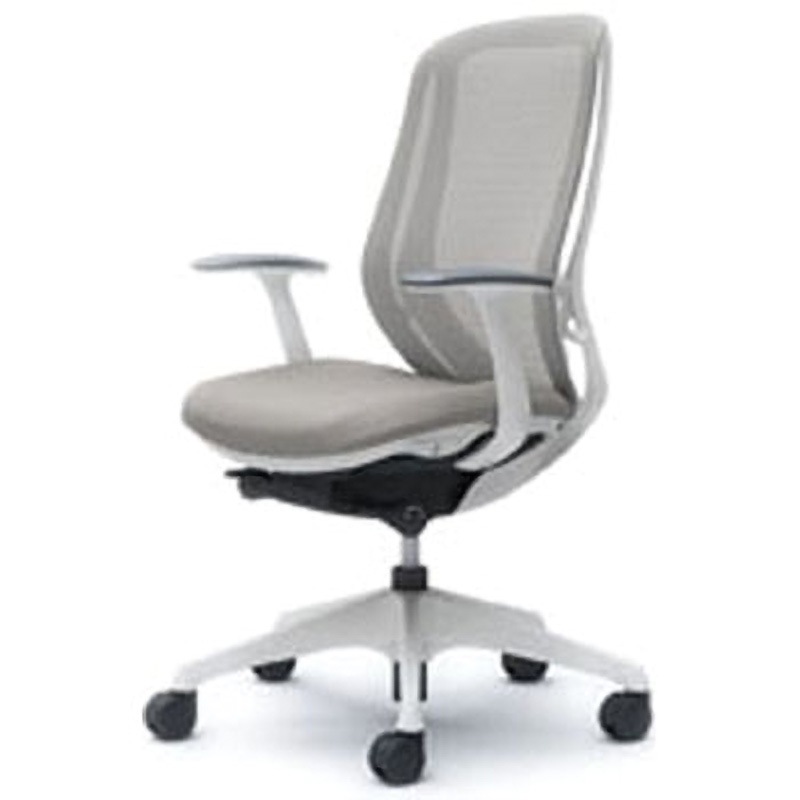 C645XW-FMR3 オフィスシーティング シルフィ 固定肘 ハイバック 背メッシュ 五本脚 オカムラ(岡村製作所) 肘掛あり ライトグレー色   C645XW-FMR3