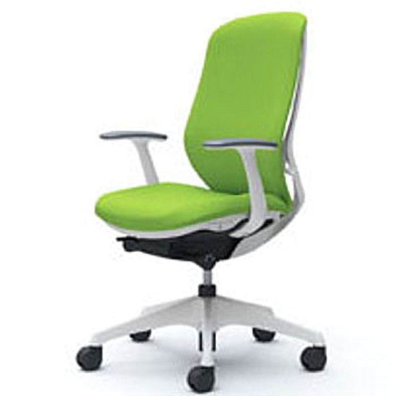 C647XW-FSF5 オフィスシーティング シルフィ 固定肘 ハイバック 背クッション 五本脚 オカムラ(岡村製作所) キャスターあり ライムグリーン色 ホワイト 幅580mm奥行645mm高さ948mm  C647XW-FSF5