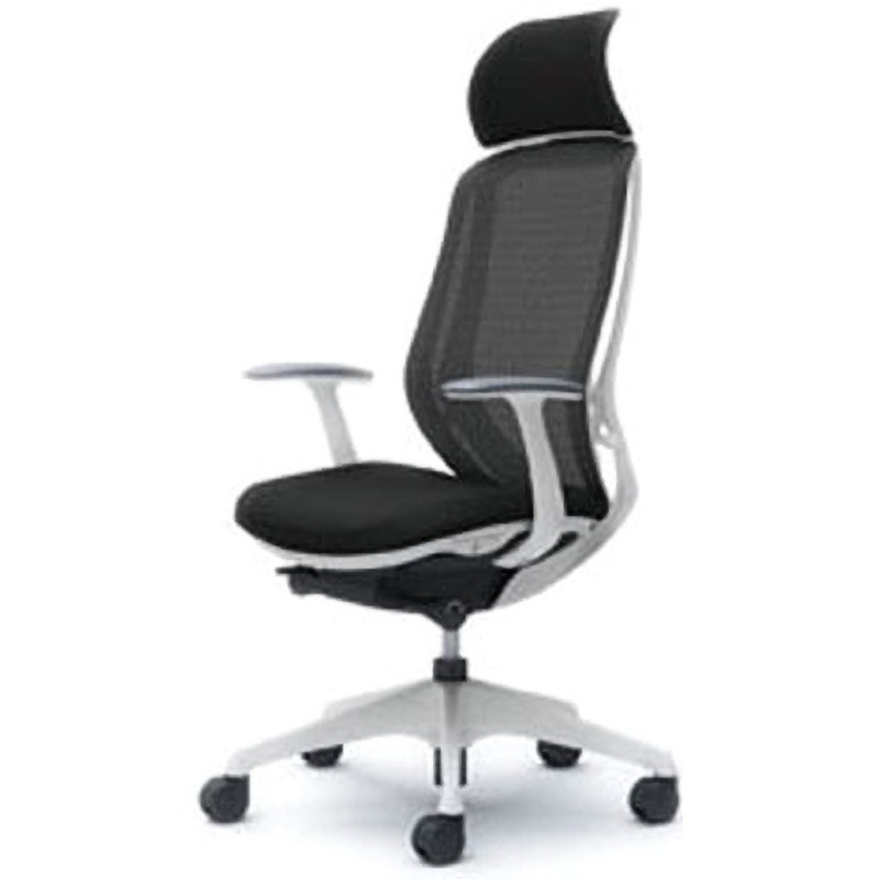 C64AXW-FMP1 オフィスシーティング シルフィ 固定肘 エクストラハイバック 背メッシュ 五本脚 オカムラ(岡村製作所) 肘掛あり デザインアーム 樹脂ホワイト   C64AXW-FMP1