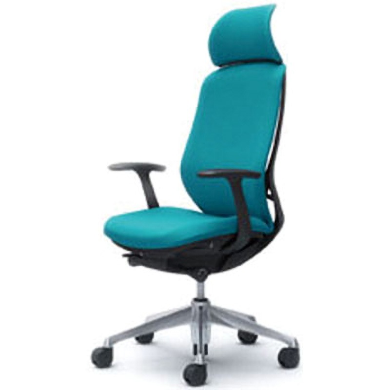 C64CBR-FSG6 オフィスシーティング シルフィ 固定肘 エクストラハイバック 背クッション 五本脚 オカムラ(岡村製作所) ブルーグリーン色   C64CBR-FSG6