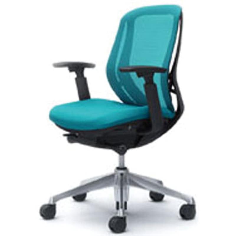 C681BR-FMR6 オフィスシーティング シルフィ 可動肘 ローバック 背メッシュ 五本脚 オカムラ(岡村製作所) 肘掛あり ブルーグリーン色   C681BR-FMR6