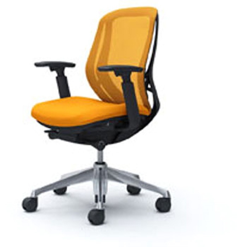 C681BR-FMR8 オフィスシーティング シルフィ 可動肘 ローバック 背メッシュ 五本脚 オカムラ(岡村製作所) 肘掛あり オレンジ色   C681BR-FMR8
