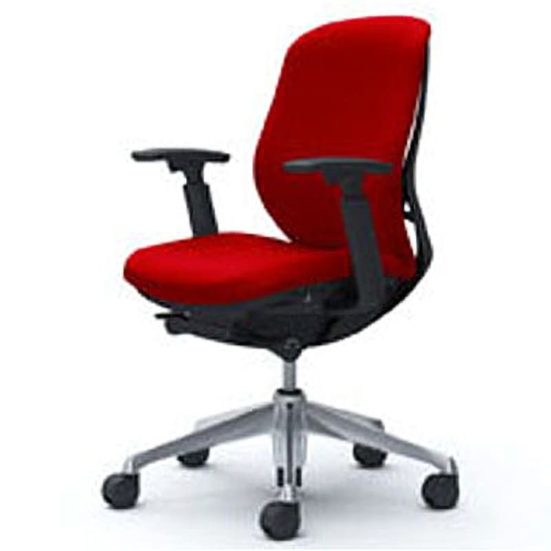 C683BR-FSF9 オフィスシーティング シルフィ 可動肘 ローバック 背クッション 五本脚 オカムラ(岡村製作所) キャスターあり レッド色 ブラック 幅615mm奥行582mm高さ845mm  C683BR-FSF9
