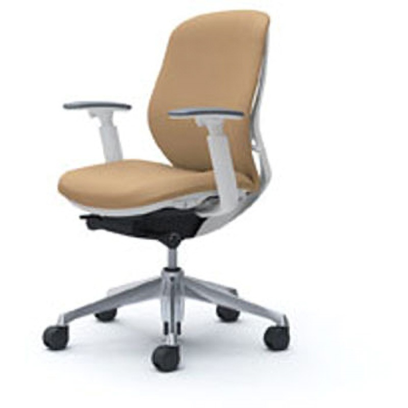 C683BW-FSF7 オフィスシーティング シルフィ 可動肘 ローバック 背クッション 五本脚 オカムラ(岡村製作所) キャスターあり ベージュ色 ホワイト 幅615mm奥行582mm高さ920mm  C683BW-FSF7