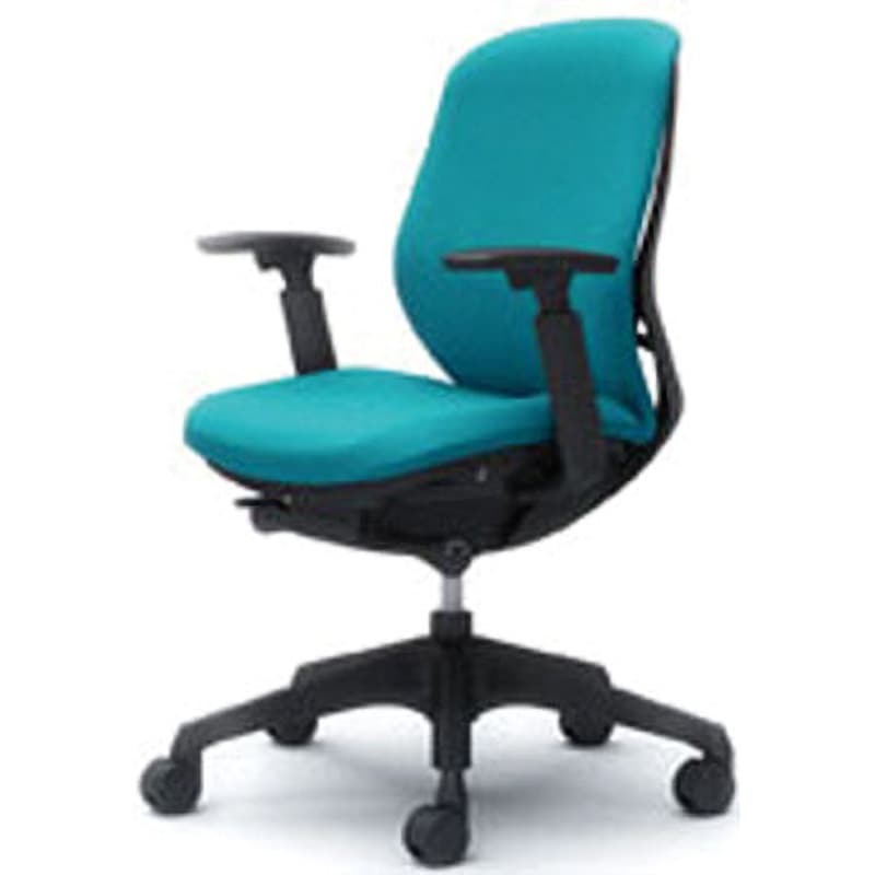 C683XR-FSG6 オフィスシーティング シルフィ 可動肘 ローバック 背クッション 五本脚 オカムラ(岡村製作所) キャスターあり ブルーグリーン色 ブラック 幅615mm奥行645mm高さ878mm  C683XR-FSG6