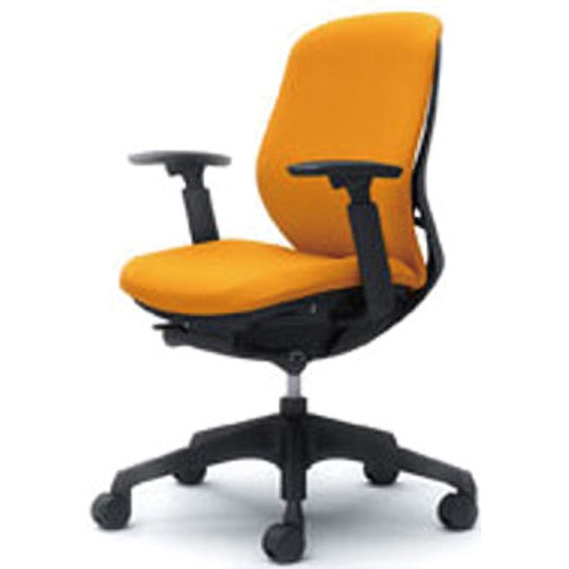 C683XR-FSG8 オフィスシーティング シルフィ 可動肘 ローバック 背クッション 五本脚 オカムラ(岡村製作所) キャスターあり オレンジ色 ブラック 幅615mm奥行645mm高さ878mm  C683XR-FSG8