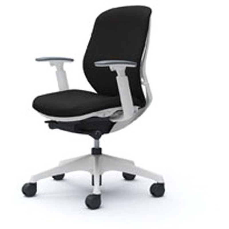 C683XW-FSF1 オフィスシーティング シルフィ 可動肘 ローバック 背クッション 五本脚 オカムラ(岡村製作所) キャスターあり ブラック色 ホワイト 幅482mm奥行645mm高さ948mm  C683XW-FSF1